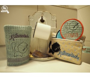 Stickserie ITH - Katzenwäsche Tasche & Abschmink Pad & Waschlappen